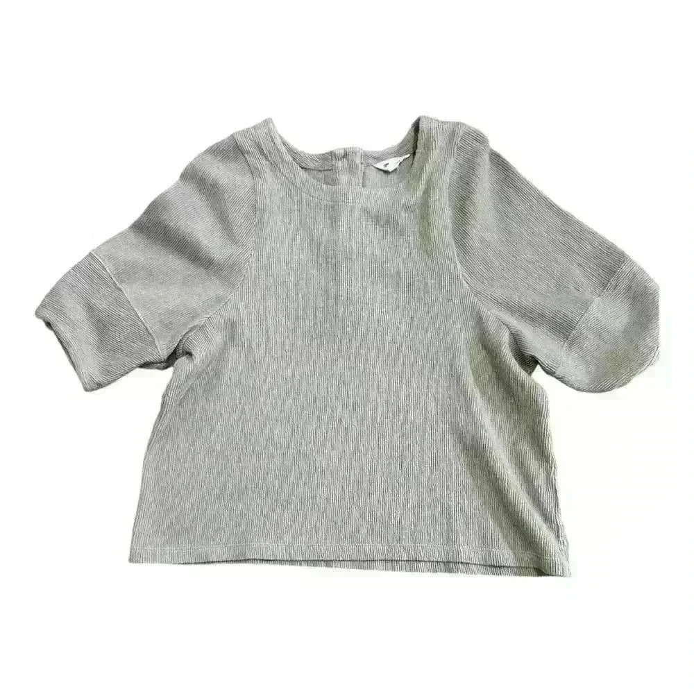 Madewell Ottoman Jacquard Button Back Top Blouse Telluride Stone Size Medium